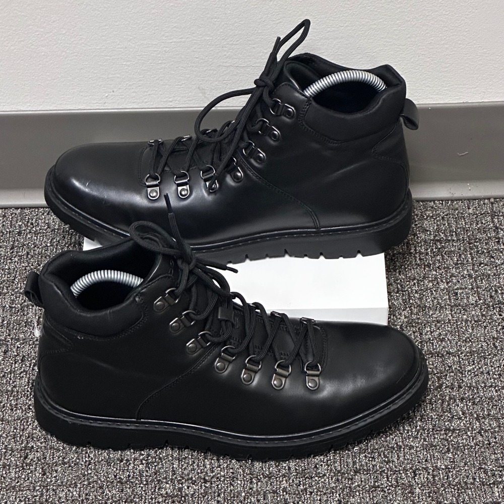 Aldo Hiker Boots Mens 10.5 Black Leather Lug Sole Lace Up Grunge Gorpcore NWOT